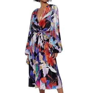 Rebecca Vallance Belladonna Metallic Wrap-Effect Dress Size 6 NWT